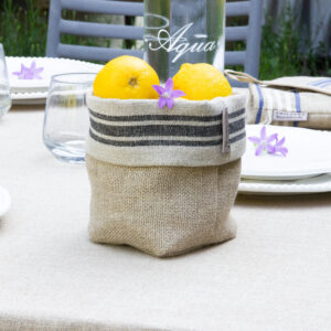 PANIERE en Lin PETIT MODELE Monogramme Noir