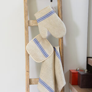 Lot de cuisine en Lin Monogramme Bleu