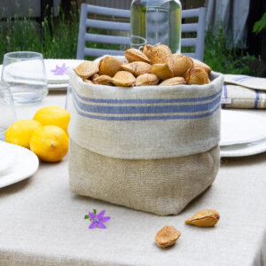 PANIERE en Lin GRAND MODELE Monogramme Bleu