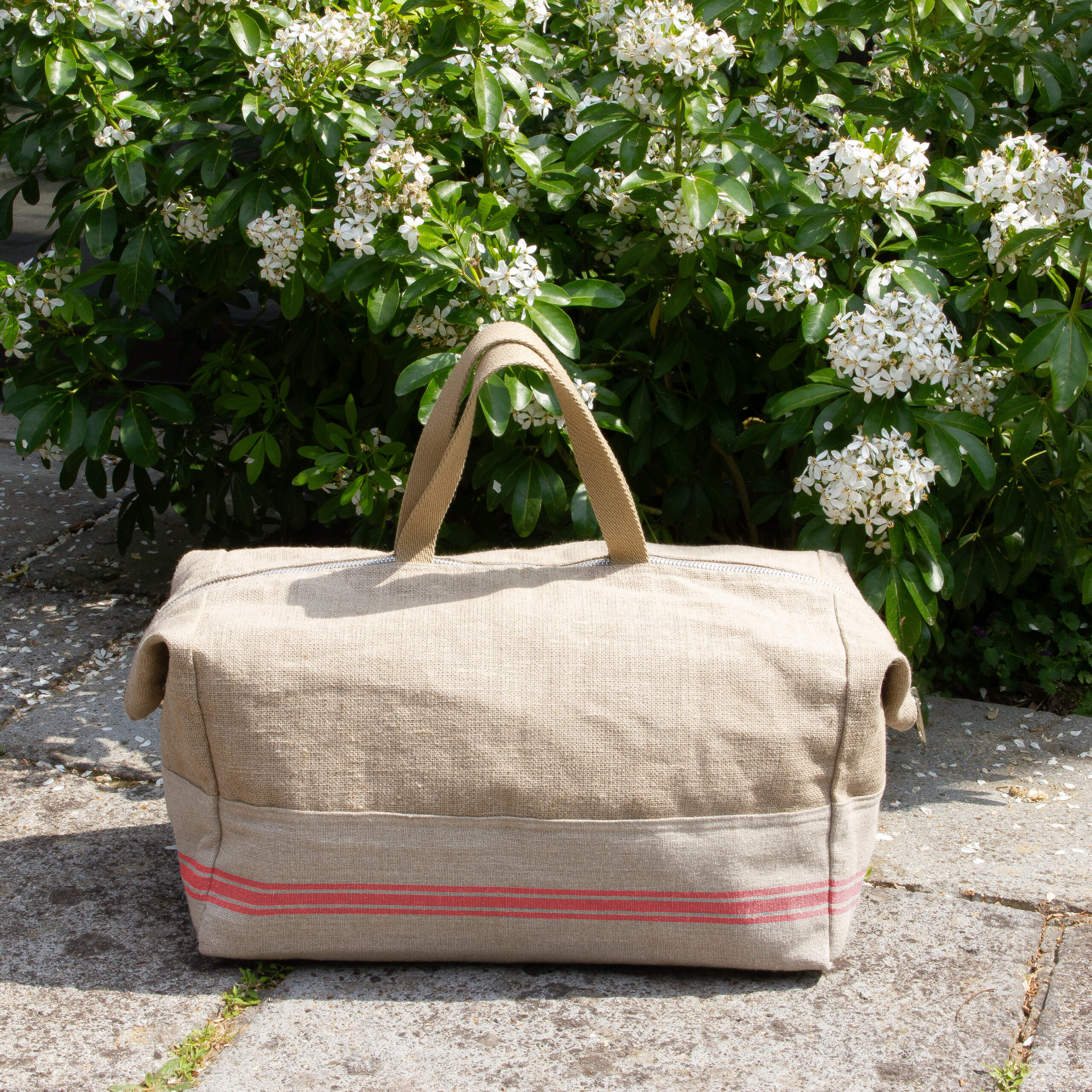 SAC VOYAGE en Lin Monogramme Rouge