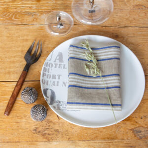 Serviettes de table en Lin Hardelot Bleu Blanc