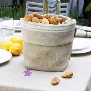 PANIERE en Lin GRAND MODELE Monogramme Blanc