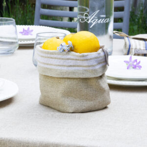 PANIERE en Lin PETIT MODELE Monogramme Blanc