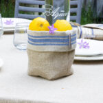PANIERE en Lin PETIT MODELE Monogramme Bleu