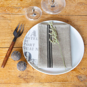 Serviettes de table en Lin - Monogramme Noir