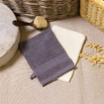 LOT DE 2 GANTS DE TOILETTE A BRODER Carbone