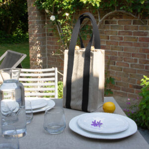 PORTE-BOUTEILLES en lin 4 compartiments anses Noires