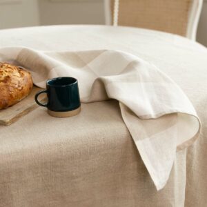 TORCHON CARREAU CHIC A BRODER Fond Naturel / Blanc