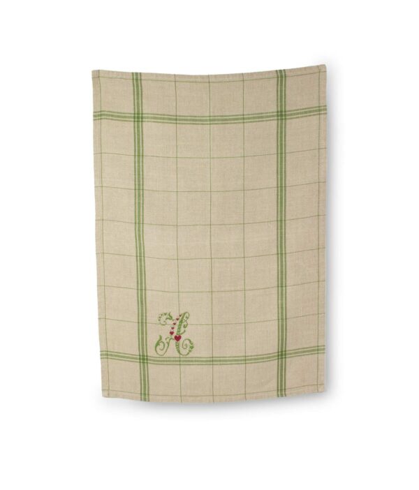 TORCHON MONTMARTRE A BRODER Fond Naturel / Vert – Image 3