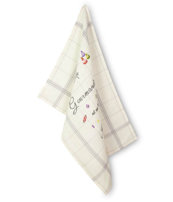 TORCHON MONTMARTRE A BRODER Fond Blanchi/Gris – Image 3
