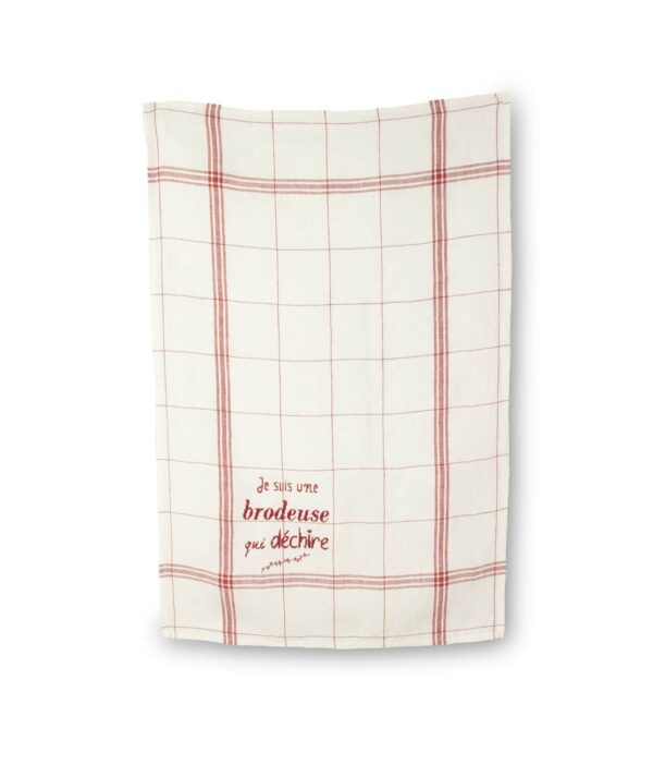 TORCHON MONTMARTRE A BRODER Fond Blanchi/Rouge – Image 2