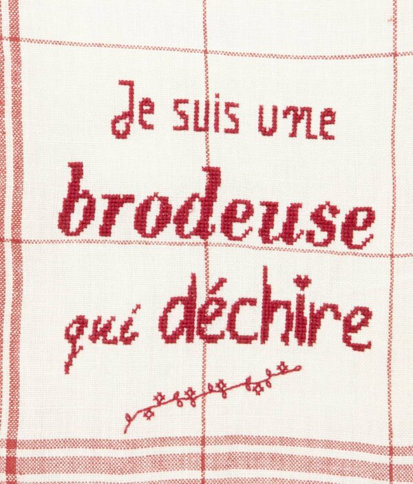 TORCHON MONTMARTRE A BRODER Fond Blanchi/Rouge – Image 3