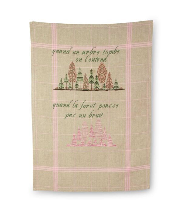 TORCHON MONTMARTRE A BRODER Fond Naturel / Rose – Image 3
