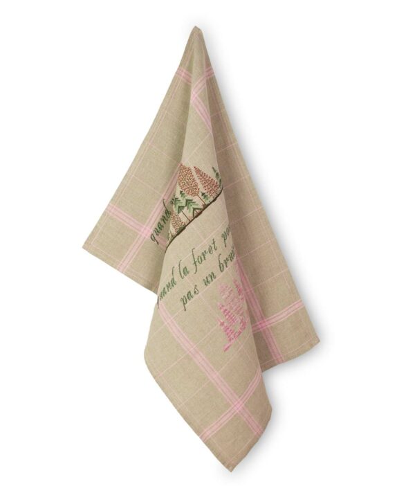 TORCHON MONTMARTRE A BRODER Fond Naturel / Rose – Image 2