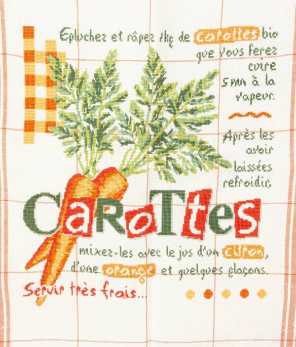 TORCHON MONTMARTRE A BRODER Fond Blanchi / Orange – Image 5