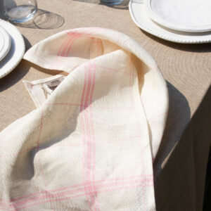 TORCHON MONTMARTRE A BRODER Fond Blanchi/Rose