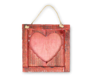 CADRE COEUR A BRODER, BOIS ROUGE